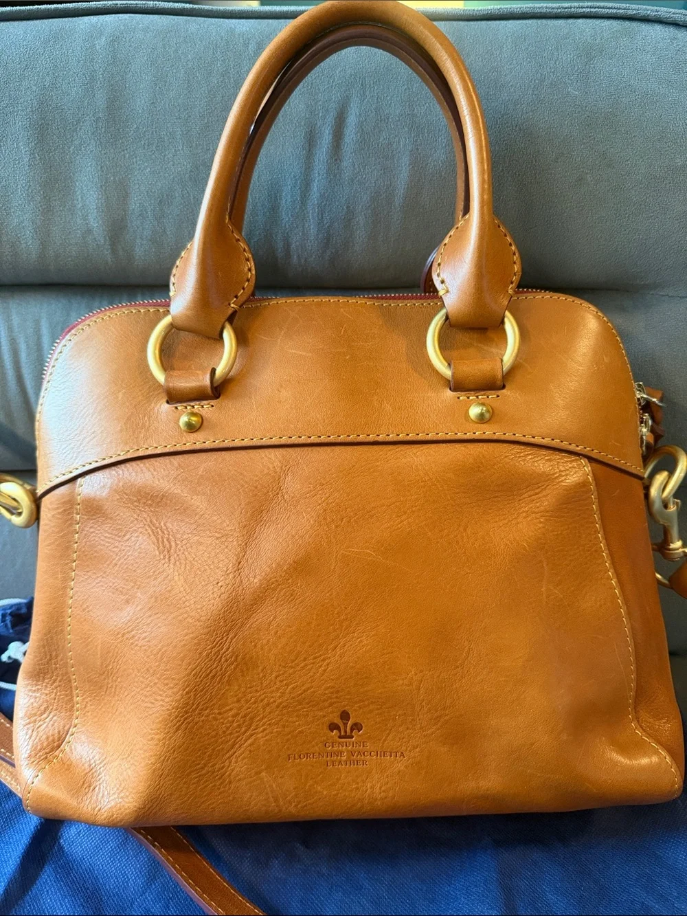 NWT Dooney & Bourke Florentine Cameron Satchel in Natural with Crossbody Strap